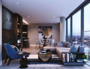 Living room in South Quay Plaza, Canary Wharf London
